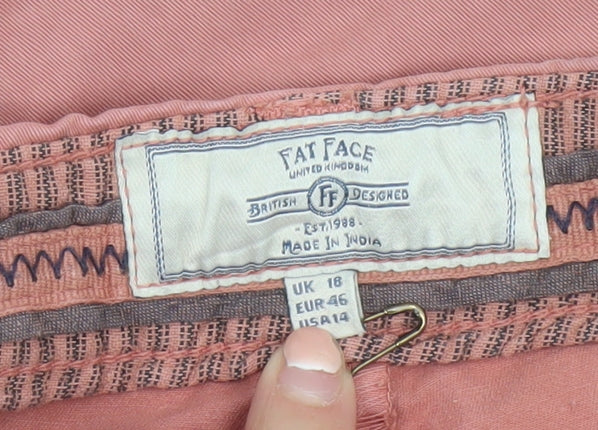 Fat Face Women’s Pink Cropped Cotton Trousers UK 18