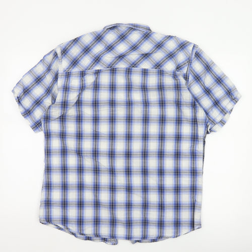 Crafted Men's Blue Check Short Sleeve Button-Up Shirt XL