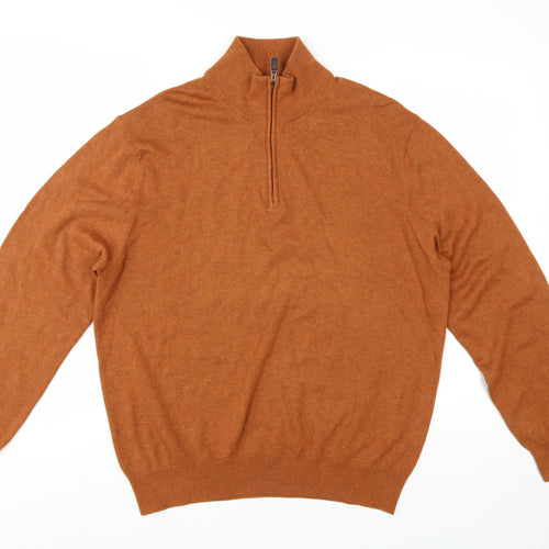 Jos. A. Bank Men's Brown M 1/2 Zip High Neck Cotton Jumper