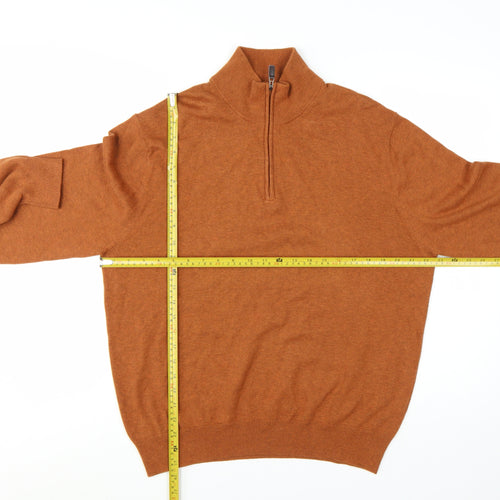 Jos. A. Bank Men's Brown M 1/2 Zip High Neck Cotton Jumper