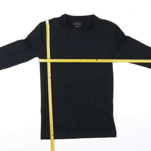 ZARA Men’s Black Slim Fit Long Sleeve Cotton T-Shirt Size S