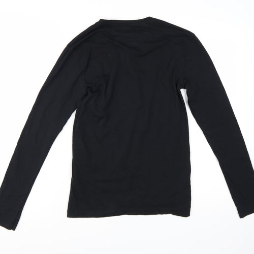 ZARA Men’s Black Slim Fit Long Sleeve Cotton T-Shirt Size S
