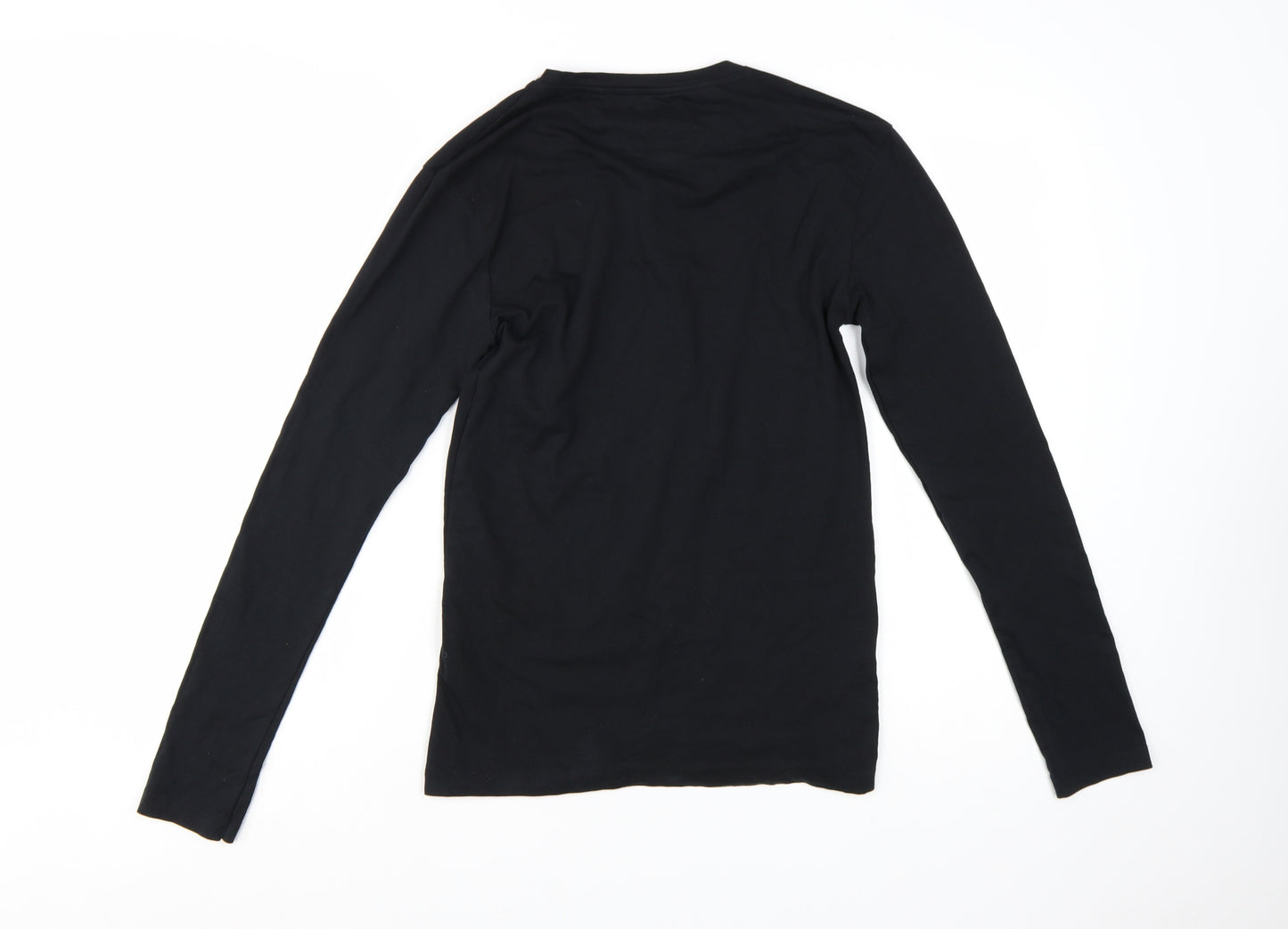 ZARA Men’s Black Slim Fit Long Sleeve Cotton T-Shirt Size S