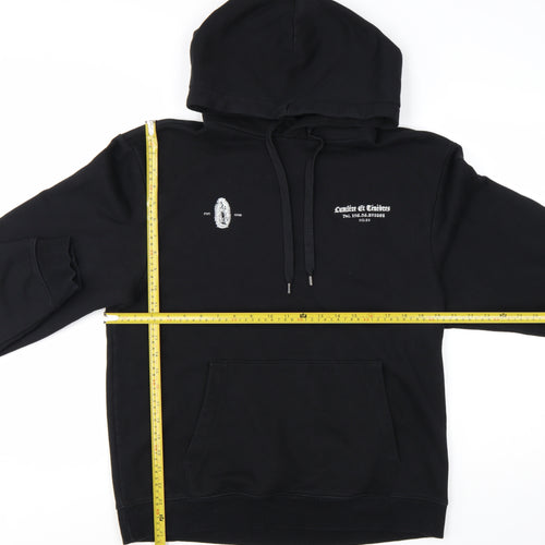 River Island Men's Black Pullover Hoodie M Graphic Print Fleece