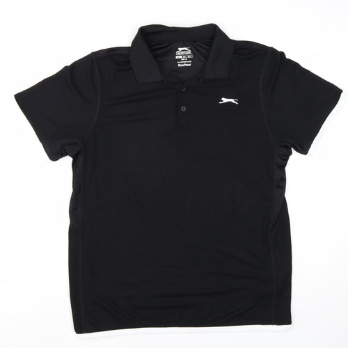 Slazenger Men's Black Polo Shirt Size L Moisture Wicking Activewear