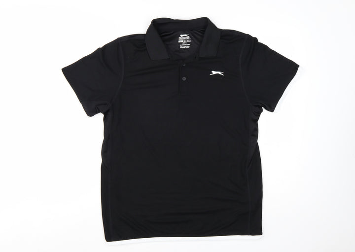 Slazenger Men's Black Polo Shirt Size L Moisture Wicking Activewear
