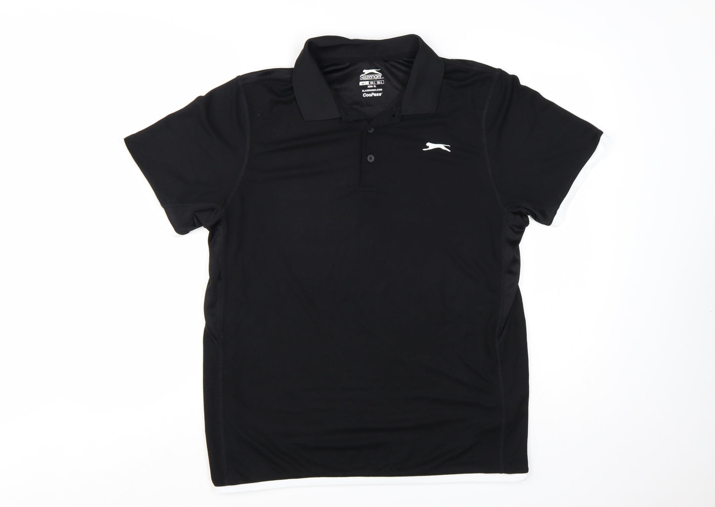 Slazenger Men's Black Polo Shirt Size L Moisture Wicking Activewear