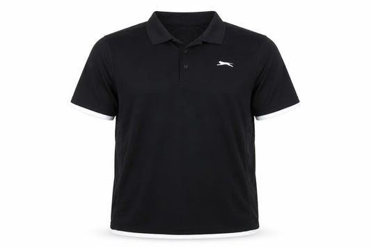 Slazenger Men's Black Polo Shirt Size L Moisture Wicking Activewear