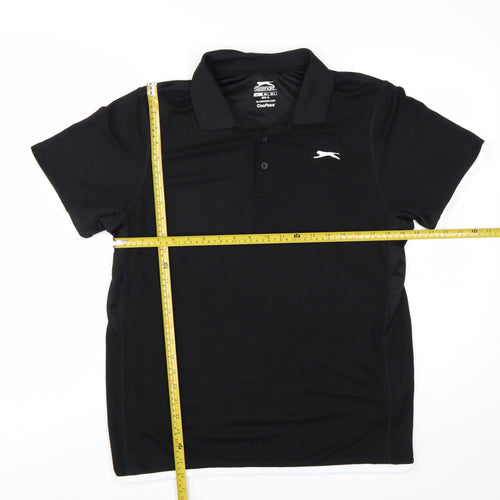 Slazenger Men's Black Polo Shirt Size L Moisture Wicking Activewear