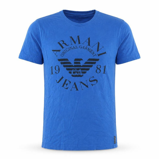 Armani Jeans Men's Blue Slim Fit Graphic Logo T-Shirt Size S