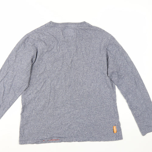 Superdry Men's Grey Long Sleeve Crew Neck Cotton T-Shirt Size L