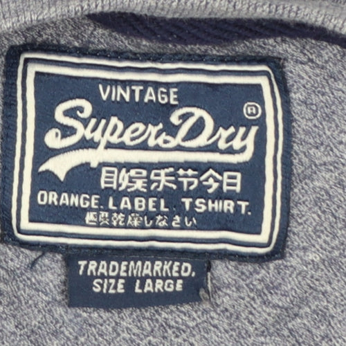 Superdry Men's Grey Long Sleeve Crew Neck Cotton T-Shirt Size L