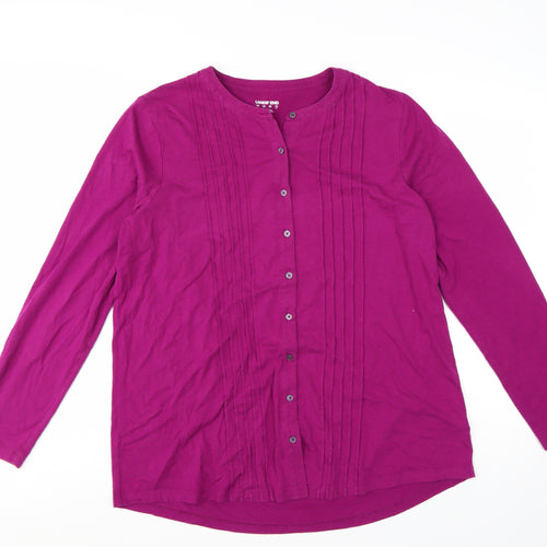 Lands' End Women's Purple Long Sleeve Cotton Blend Button Blouse Size L