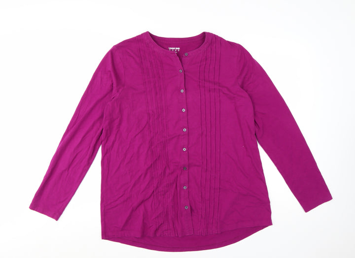 Lands' End Women's Purple Long Sleeve Cotton Blend Button Blouse Size L