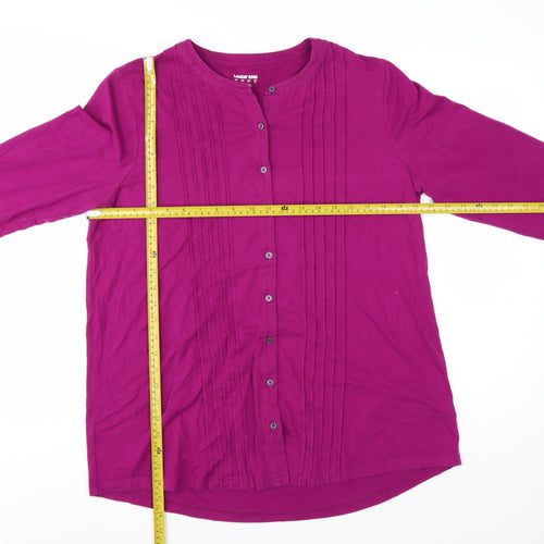 Lands' End Women's Purple Long Sleeve Cotton Blend Button Blouse Size L
