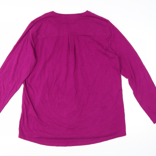 Lands' End Women's Purple Long Sleeve Cotton Blend Button Blouse Size L