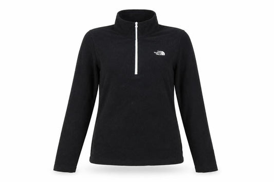 Front view of The North Face Women Black Fleece 1/4 Zip Pullover Sweatshirt M