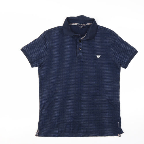 Armani Jeans Men's Blue Cotton Short Sleeve Polo Shirt M