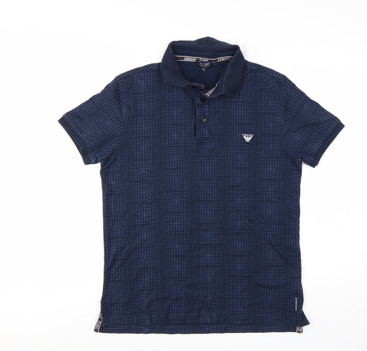 Armani Jeans Men's Blue Cotton Short Sleeve Polo Shirt M