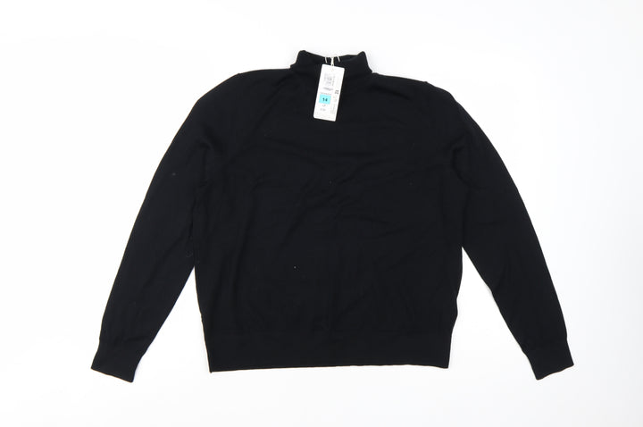 Marks and Spencer Women’s Black Merino Wool Roll Neck Jumper Size 14