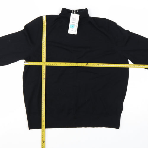 Marks and Spencer Women’s Black Merino Wool Roll Neck Jumper Size 14