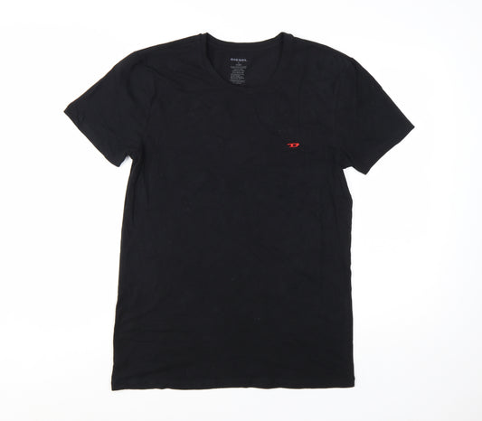 Diesel Men's Black Crew Neck Short Sleeve Cotton Blend T-Shirt Size L