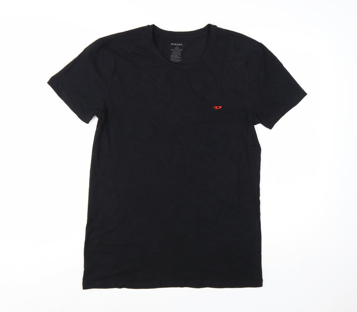 Diesel Men's Black Crew Neck Short Sleeve Cotton Blend T-Shirt Size L