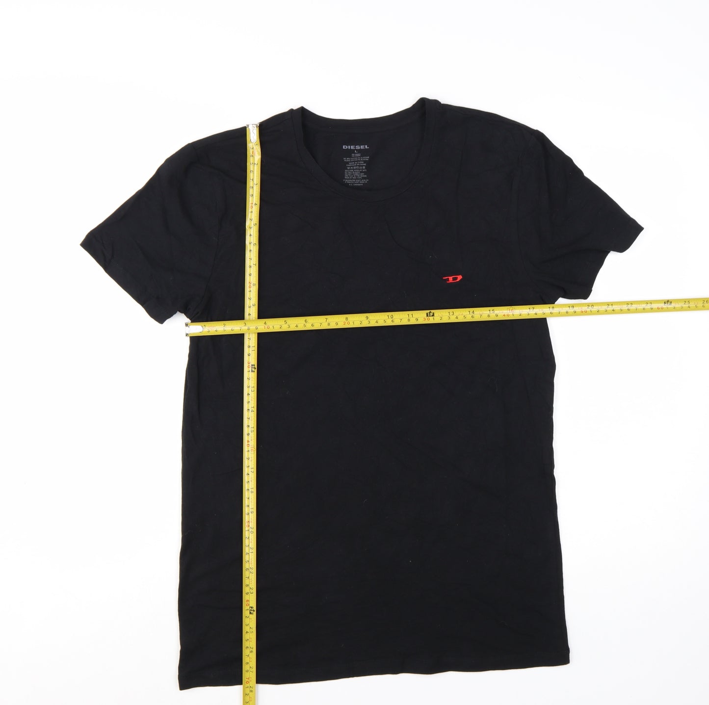 Diesel Men's Black Crew Neck Short Sleeve Cotton Blend T-Shirt Size L