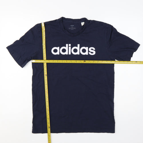 adidas Men's Blue Medium Logo Graphic Sports Cotton T-Shirt