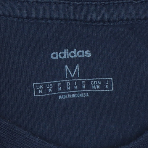 adidas Men's Blue Medium Logo Graphic Sports Cotton T-Shirt