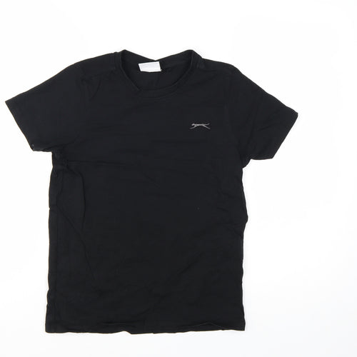 Slazenger Boys Black 13 Years Short Sleeve Cotton Crew Neck T-Shirt