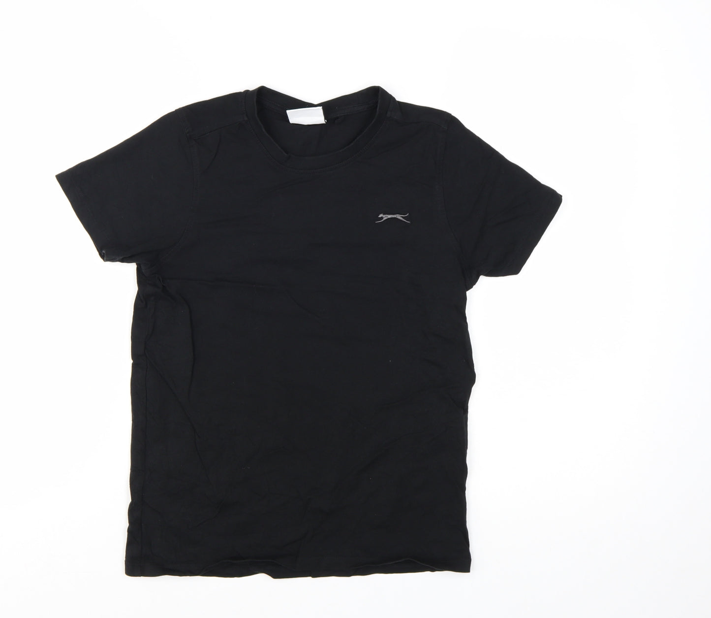 Slazenger Boys Black 13 Years Short Sleeve Cotton Crew Neck T-Shirt
