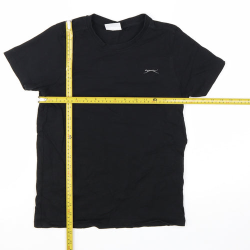 Slazenger Boys Black 13 Years Short Sleeve Cotton Crew Neck T-Shirt