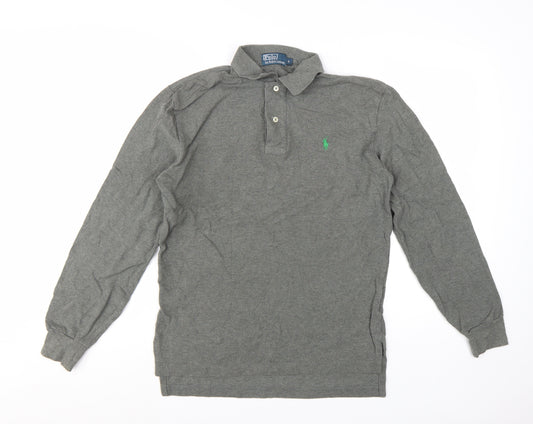 Polo Ralph Lauren Men's Grey Long Sleeve Cotton Polo Shirt Size S