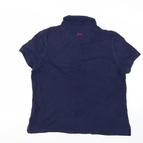 Joules Women's Navy Polo Shirt Size 18 Classic Fit Embroidered Design