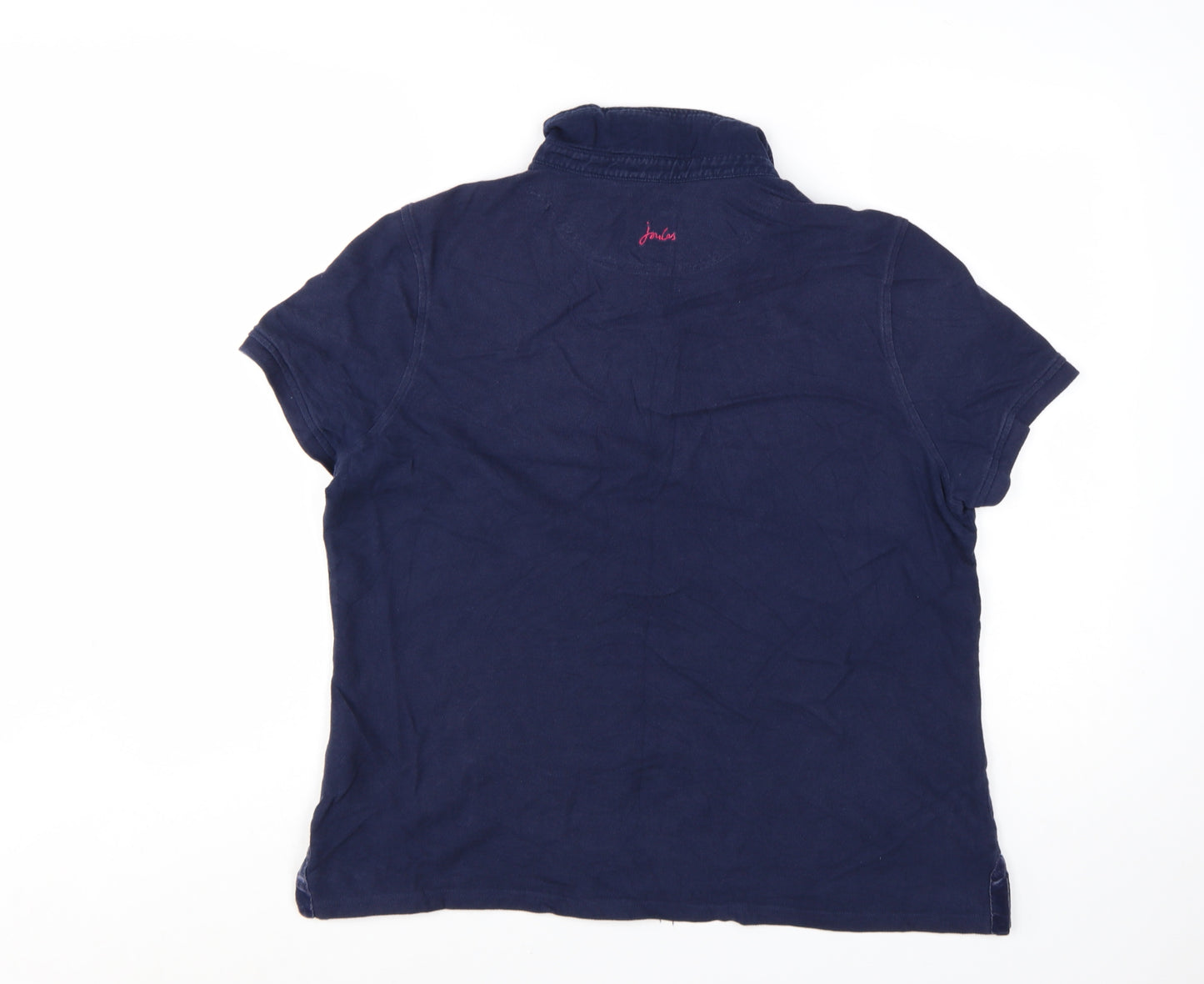 Joules Women's Navy Polo Shirt Size 18 Classic Fit Embroidered Design