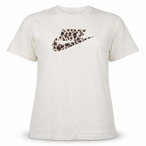 Nike Girls White Leopard Print Logo T-Shirt XL Loose Fit Sports Top