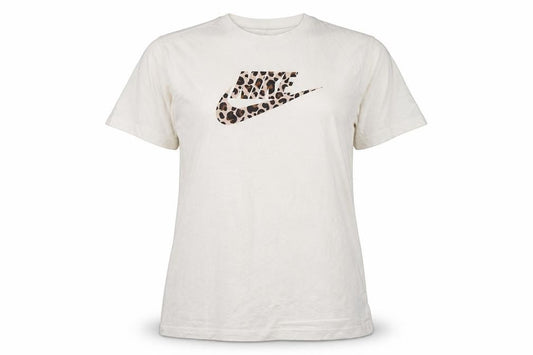 Nike Girls White Leopard Print Logo T-Shirt XL Loose Fit Sports Top