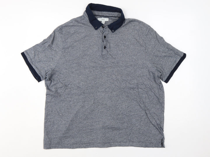 Marks and Spencer Men’s Blue 2XL Regular Fit Short Sleeve Polo Shirt