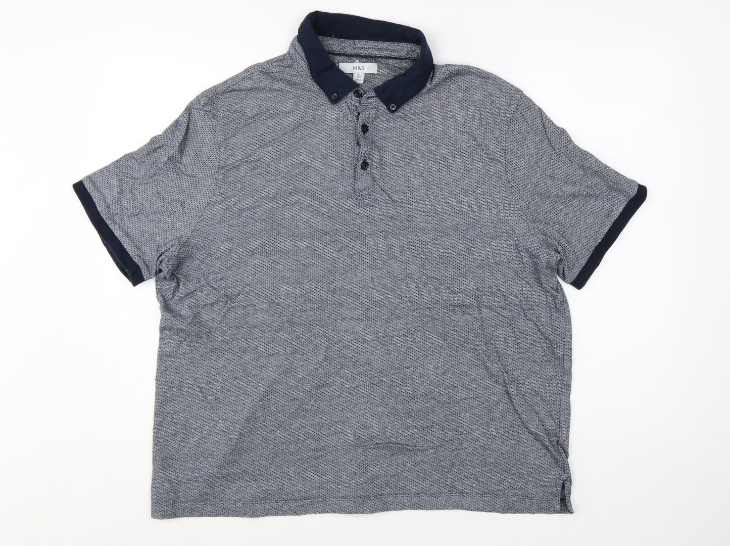 Marks and Spencer Men’s Blue 2XL Regular Fit Short Sleeve Polo Shirt