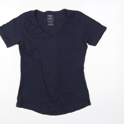 FatFace Women's Blue V-Neck Cotton Short Sleeve T-Shirt Size 10