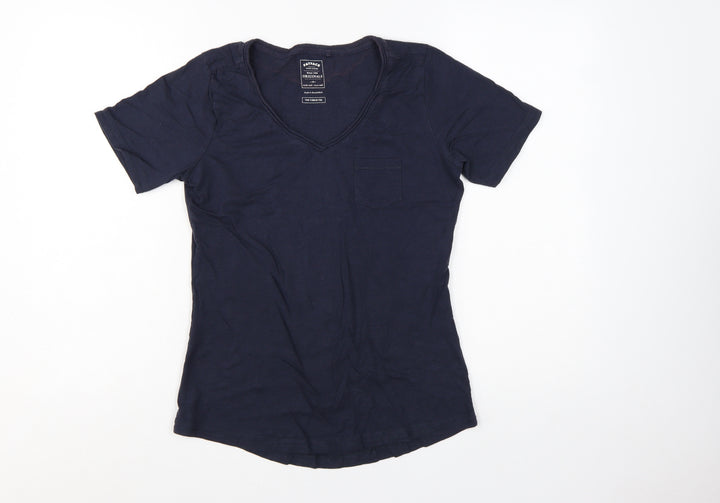 FatFace Women's Blue V-Neck Cotton Short Sleeve T-Shirt Size 10