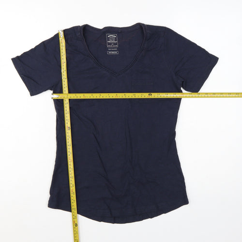 FatFace Women's Blue V-Neck Cotton Short Sleeve T-Shirt Size 10