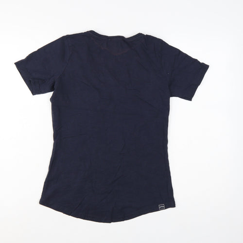 FatFace Women's Blue V-Neck Cotton Short Sleeve T-Shirt Size 10