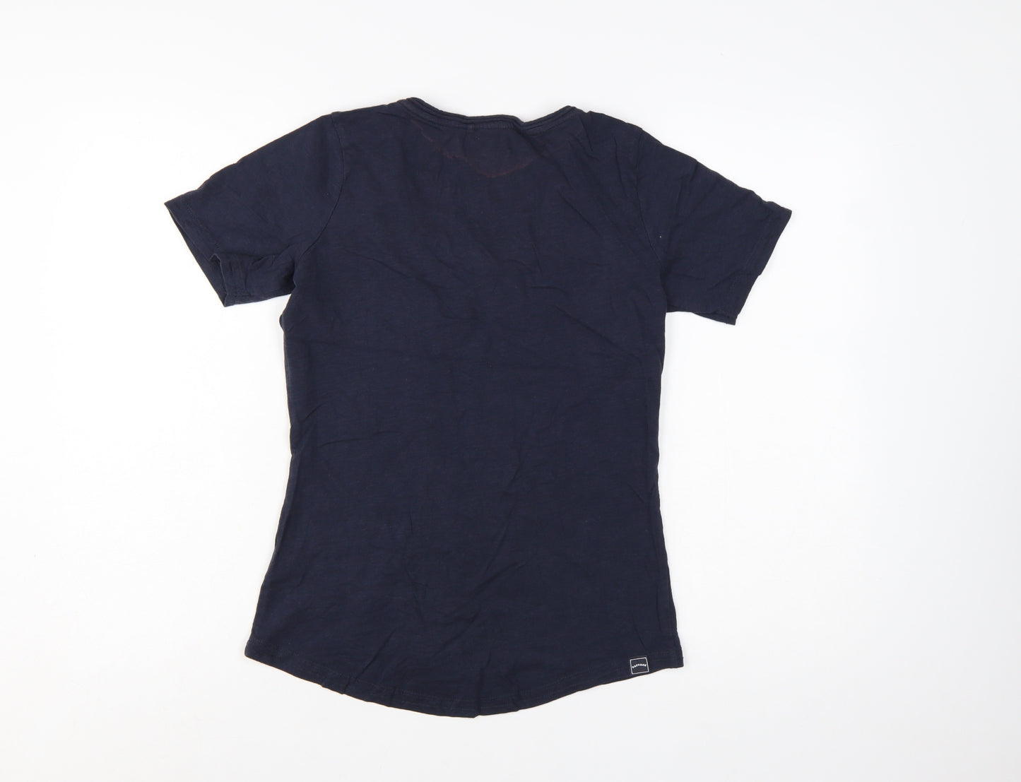 FatFace Women's Blue V-Neck Cotton Short Sleeve T-Shirt Size 10
