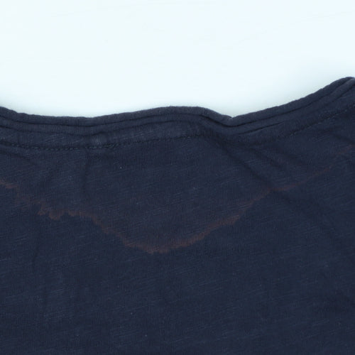 FatFace Women's Blue V-Neck Cotton Short Sleeve T-Shirt Size 10