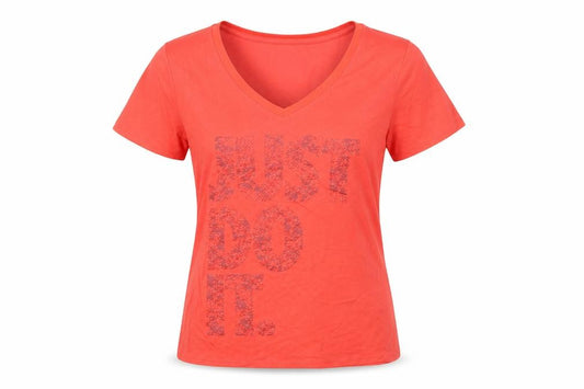 Nike Womens Red V-Neck Dri-FIT Athletic T-Shirt Size S