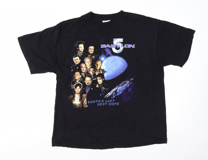 Tour Champ Men's Black XL Babylon 5 Vintage Graphic T-Shirt