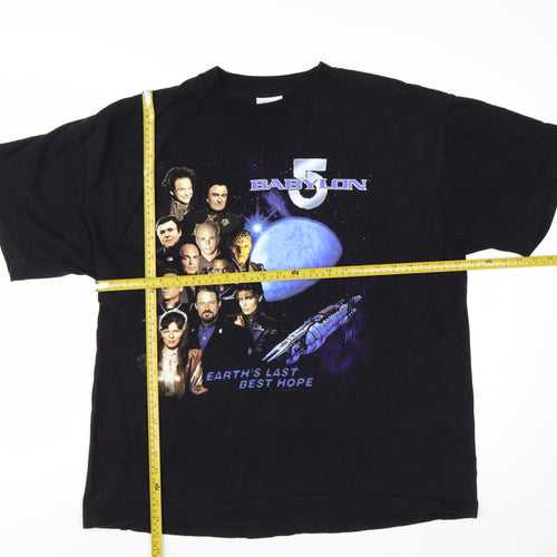 Tour Champ Men's Black XL Babylon 5 Vintage Graphic T-Shirt
