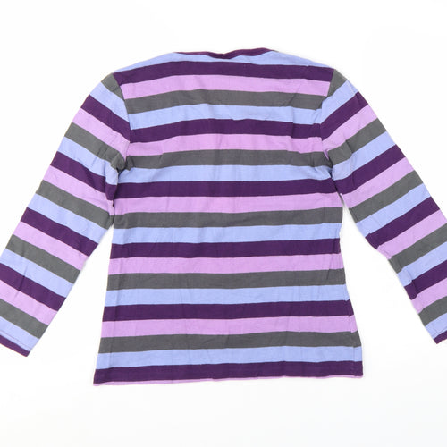 M&Co Women’s Multicoloured Striped Long Sleeve Cotton Stretch T-Shirt M